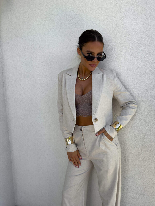 Marynarka SLIM natural - szaro-beż