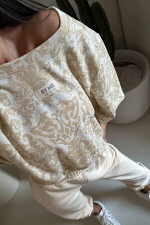 Bluzka MARMARIS print ornament brokat - waniliowy