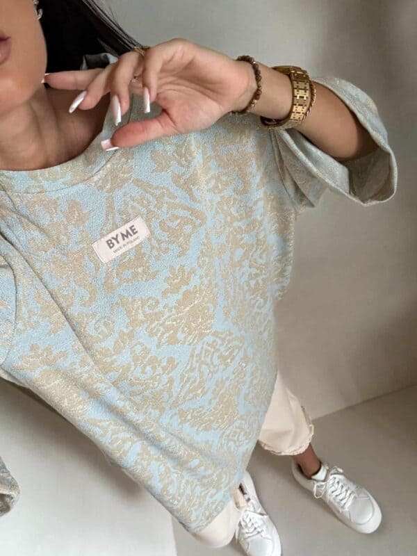 Bluzka MARMARIS print ornament brokat - niebieski Bluzka MARMARIS print ornament brokat - niebieski