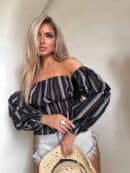 Bluzka hiszpanka MISS print kropeczki – czarne