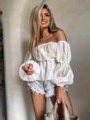 Bluzka hiszpanka MISS print kropeczki – ecru Bluzka hiszpanka MISS print kropeczki – ecru