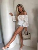 Bluzka hiszpanka MISS print kropeczki – ecru Bluzka hiszpanka MISS print kropeczki – ecru