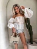 Bluzka hiszpanka MISS print kropeczki – ecru Bluzka hiszpanka MISS print kropeczki – ecru