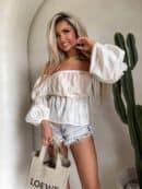 Bluzka hiszpanka MISS print kropeczki – ecru Bluzka hiszpanka MISS print kropeczki – ecru