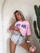 T-shirt BY ME jeans – różowy T-shirt BY ME jeans – różowy