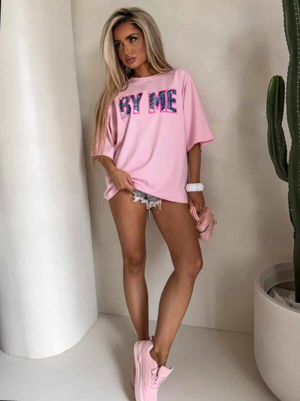T-shirt BY ME jeans – różowy T-shirt BY ME jeans – różowy