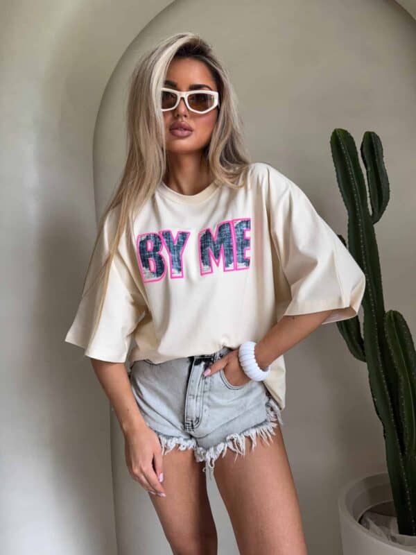T-shirt BY ME jeans – waniliowy