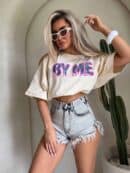 T-shirt BY ME jeans – waniliowy