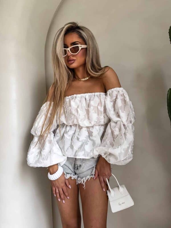 Bluzka hiszpanka MISS print ornament – ecru Bluzka hiszpanka MISS print ornament – ecru