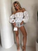 Bluzka hiszpanka MISS print ornament – ecru Bluzka hiszpanka MISS print ornament – ecru