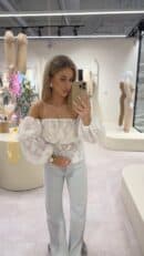 Bluzka hiszpanka MISS print ornament – ecru Bluzka hiszpanka MISS print ornament – ecru