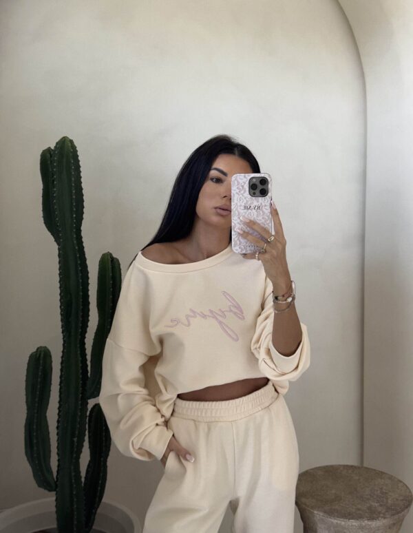 Bluza dresowa LOGO  – waniliowa