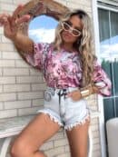 Bluzka MARMARIS print panterka - różowo-miętowy