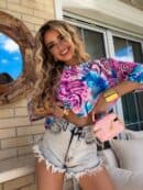 Bluzka MARMARIS print panterka - różowo-niebieska