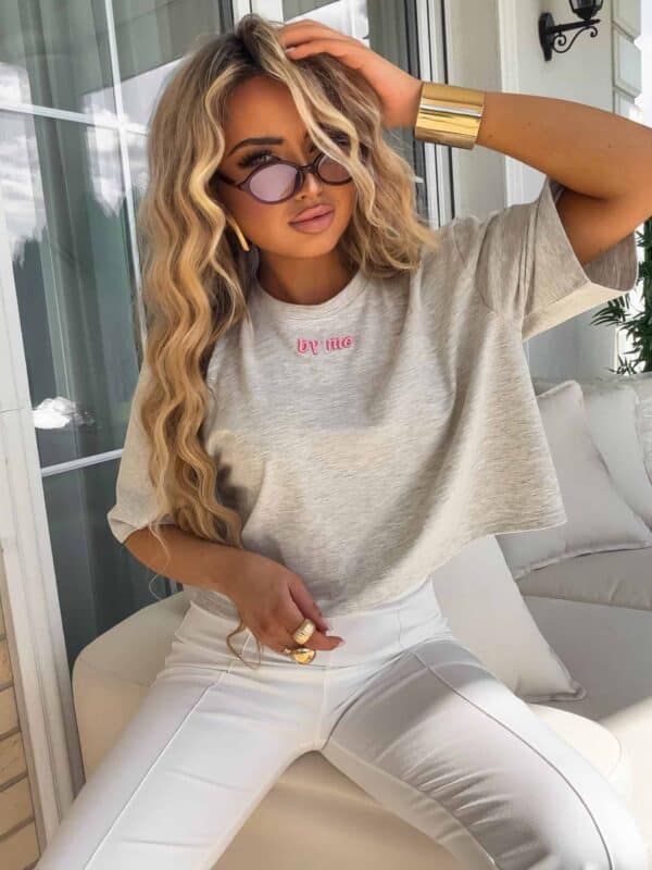 T-shirt pudełkowy ALLO - szary