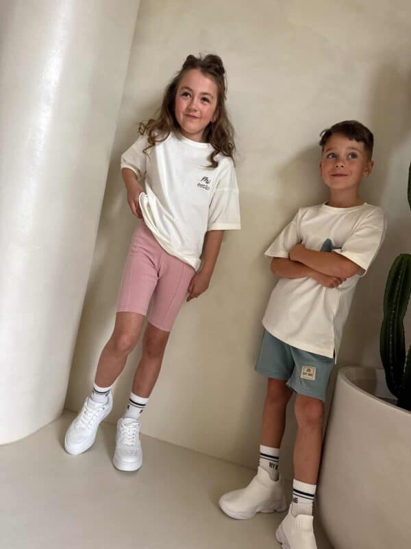 Komplet dziecięcy EDEN – ecru-różowy