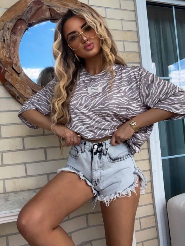 Bluzka MARMARIS print zebra - mokka