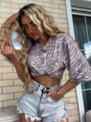 Bluzka MARMARIS print zebra - mokka