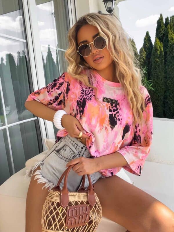 Bluzka MARMARIS print panterka - różowo-pomarańczowa