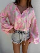 Bluzka BOHO print ornament – różowy