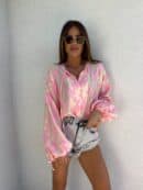 Bluzka BOHO print ornament – różowy