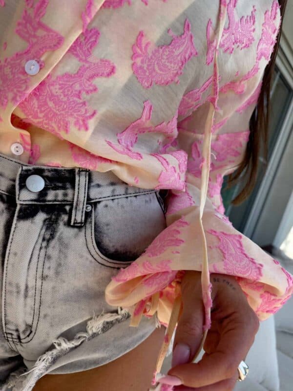 Bluzka BOHO print ornament – różowy