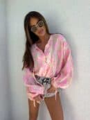 Bluzka BOHO print ornament – różowy