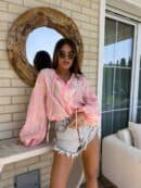 Bluzka BOHO print ornament – różowy