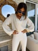 Bluzka BOHO – jasny beż