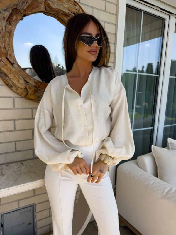 Bluzka BOHO – jasny beż