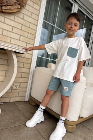 Komplet dziecięcy ESTILO – ecru-szałwiowy