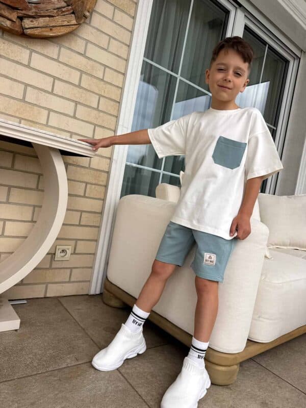 Komplet dziecięcy ESTILO – ecru-szałwiowy