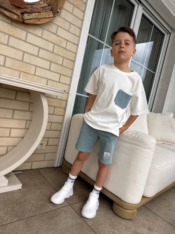 Komplet dziecięcy ESTILO – ecru-szałwiowy