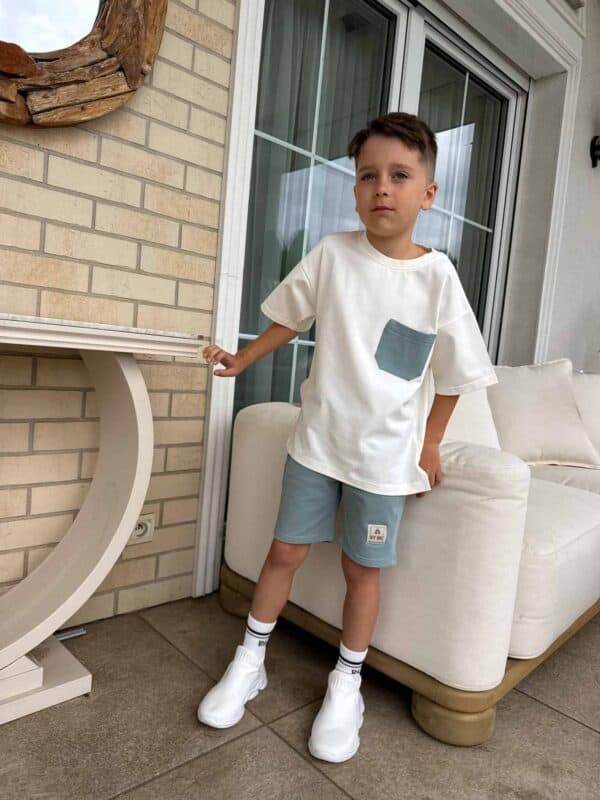 Komplet dziecięcy ESTILO – ecru-szałwiowy