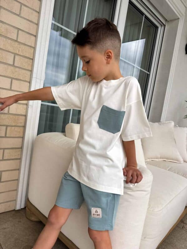 Komplet dziecięcy ESTILO – ecru-szałwiowy