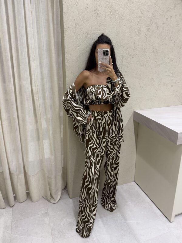 Komplet LAURENT print zebra – czekoladowa
