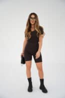 Legginsy kolarki damskie BG Dutti | gorzka czekolada