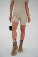 Legginsy kolarki damskie BG Dutti | jasny beż