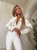 Marynarka SLIM print lampart - ecru Marynarka SLIM print lampart - ecru