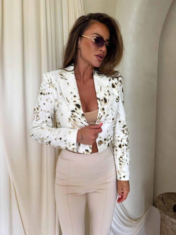Marynarka SLIM print lampart - ecru Marynarka SLIM print lampart - ecru