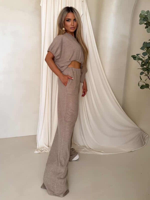 Komplet LUXE prążek – mokka Komplet LUXE prążek – mokka