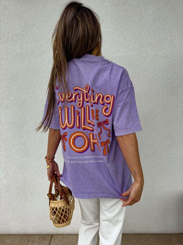 Dekatyzowany t-shirt WILL BE OK - lila