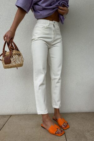 Jeansy MOM FIT – ecru