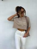 T-shirt HAVE SUN – ciemny beż
