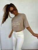 T-shirt HAVE SUN – ciemny beż