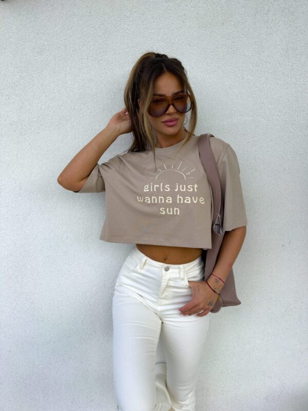 T-shirt HAVE SUN – ciemny beż