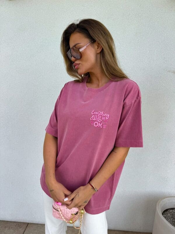 Dekatyzowany t-shirt WILL BE OK - brudny róż Dekatyzowany t-shirt WILL BE OK - brudny róż