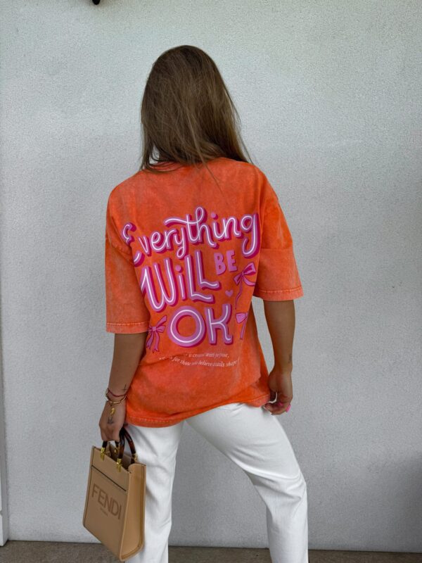 Dekatyzowany t-shirt WILL BE OK - pomarańczowy Dekatyzowany t-shirt WILL BE OK - pomarańczowy