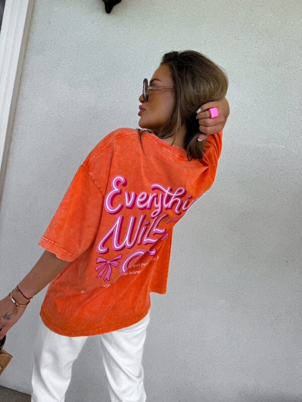 Dekatyzowany t-shirt WILL BE OK - pomarańczowy Dekatyzowany t-shirt WILL BE OK - pomarańczowy