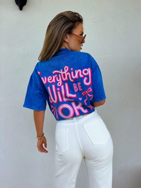 Dekatyzowany t-shirt WILL BE OK - chabrowy Dekatyzowany t-shirt WILL BE OK - chabrowy